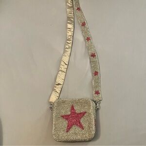 Altar'd State Silver & Pink Star Beaded Crossbody Bag
